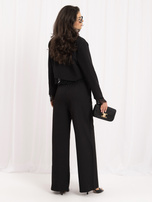 Black elegant wide-leg trousers.