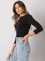 Czarna bluzka basic z kieszonką Steffanie