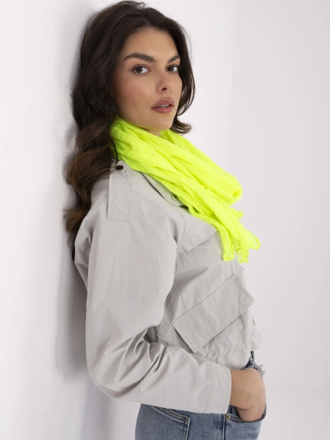 Fluo żółta marszczona chusta z wiskozy