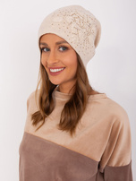 Hurt Jasnobeżowa czapka z kwiatem