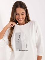 Ecru damska bluzka z błyszczącym nadrukiem 