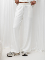 Ecru dwuczęściowy komplet w stylu casual glamour 
