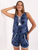 Niebieski letni top z frędzlami