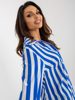 Hurt Blue and white shirt blouse with 3/4 sleeves.