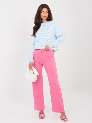 Ciemnoróżowe spodnie z prostą nogawką RUE PARIS 