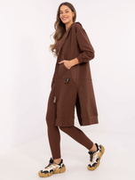 Hurt Brązowy dresowy komplet z legginsami i topem