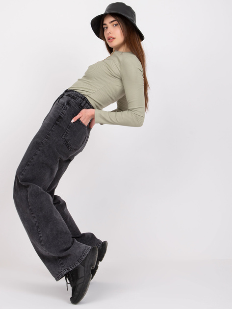 Jasnozielona bluzka prążkowana z guzikami Moxie