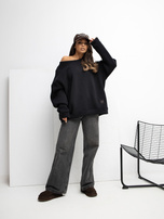 Czarna dresowa bluza basic bez kaptura RUE PARIS 