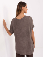 Ciemnobeżowa bluzka oversize z efektem sprania