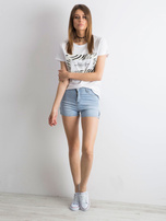 Niebieskie jeansowe szorty high waist