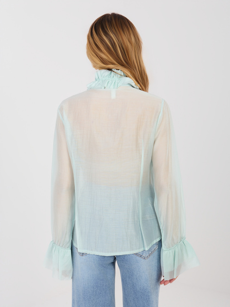 Jasnomiętowa rozpinana koszula z rękawem typu dzwon