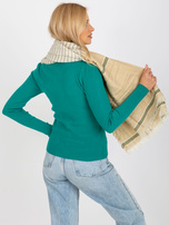 Hurtownia Beżowo-zielony damski szal we wzory