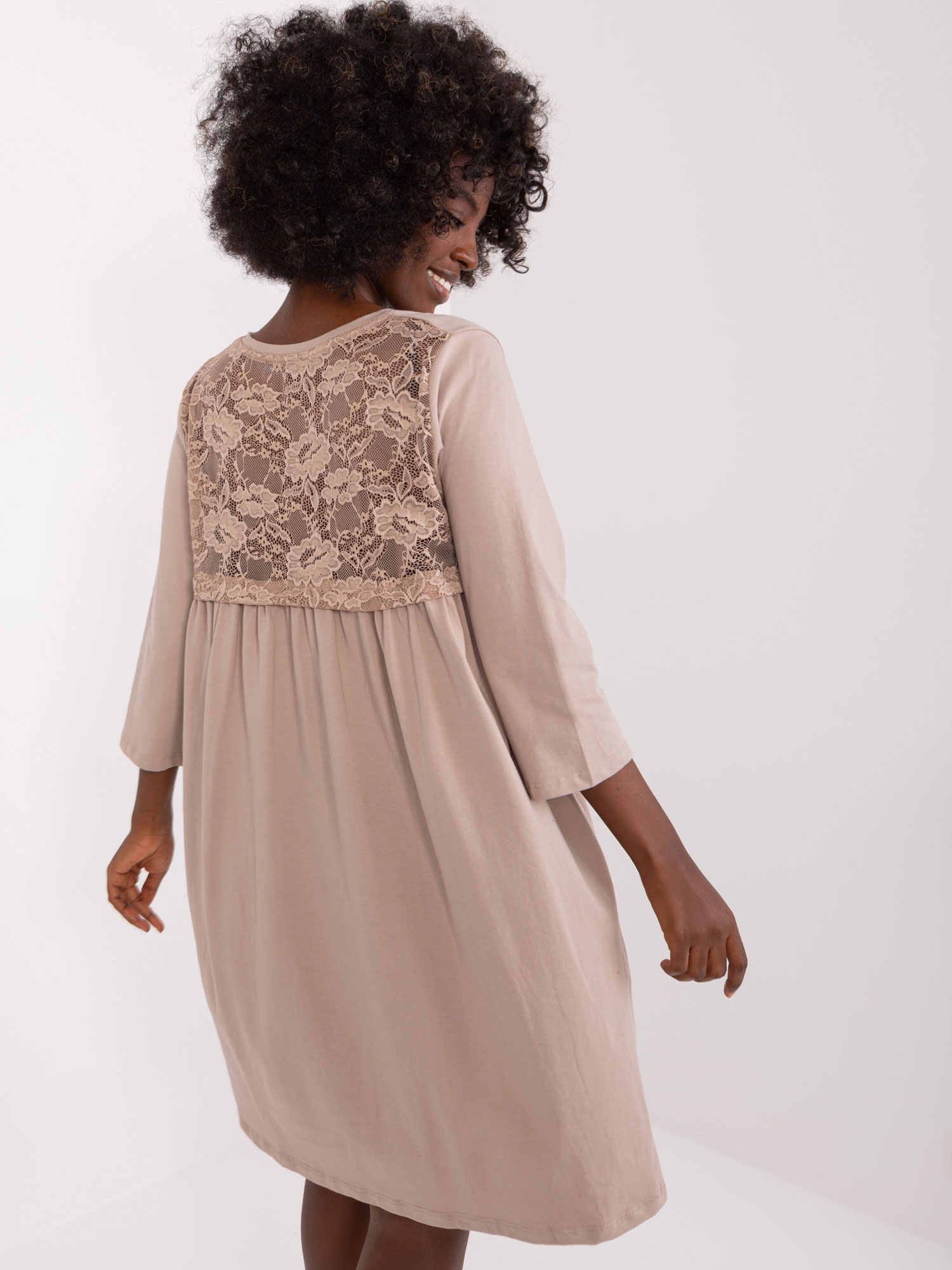Hurt Dunkelbeige Baumwollkleid Jamelia RUE PARIS.