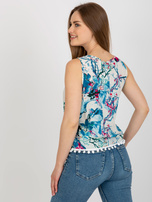 Hurt Biało-niebieska krótka bluzka z nadrukiem 