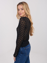 Czarna koronkowa bluzka z długim rękawem 