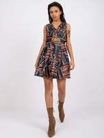 Czarno-brązowa sukienka z paskiem Marthe