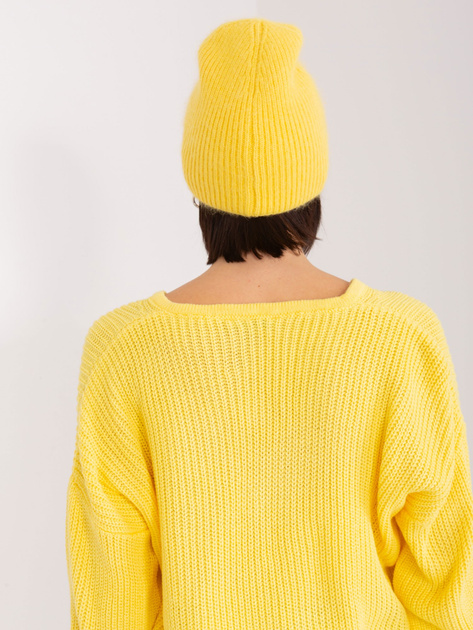 Hurtownia Żółta damska czapka z dzianiny