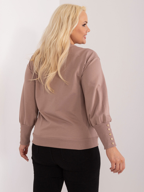 Hurt Ciemnobeżowa bluza plus size z bufiastym rękawem