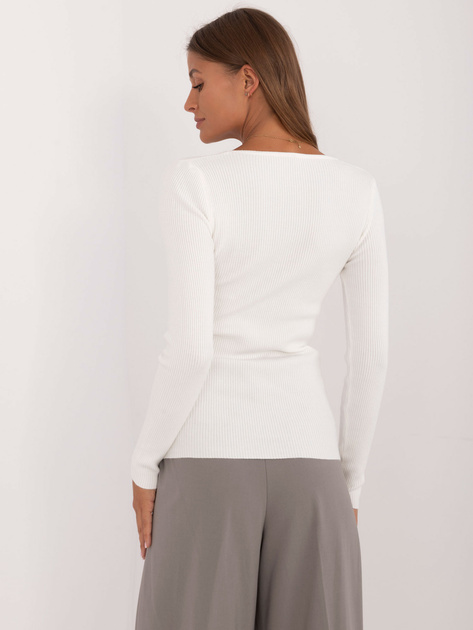 Hurt Ecru dopasowany sweter klasyczny w prążek