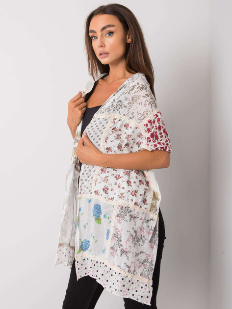 Biała chusta bawełniana z nadrukiem