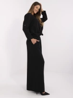 Czarne szerokie spodnie damskie z muślinu