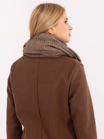 Hurtownia Brązow długi szal damski z frędzlami