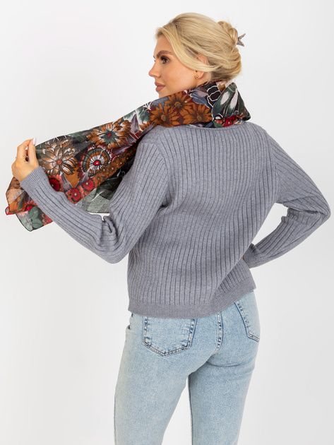 Hurtownia Czarna wzorzysta chusta z bawełny