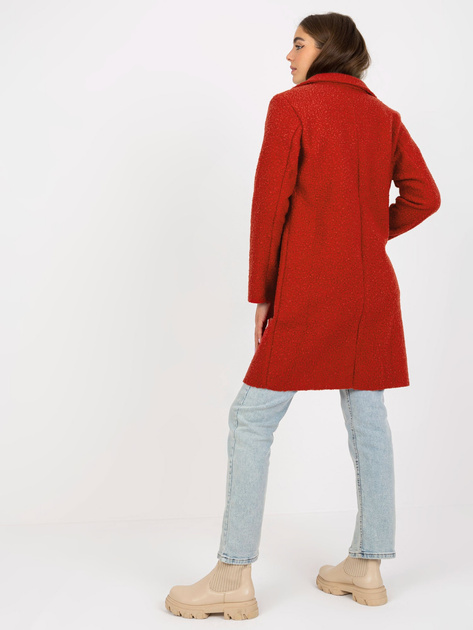 Hurt Ciemnopomarańczowy pluszowy płaszcz z kieszeniami OCH BELLA