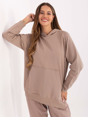 Ciemnobeżowa bluza basic o kroju oversize