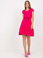 Hurt Fuchsia Kleid Basic mit V-Ausschnitt RUE PARIS