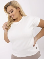 Ecru damska bluzka plus size z rozcięciami