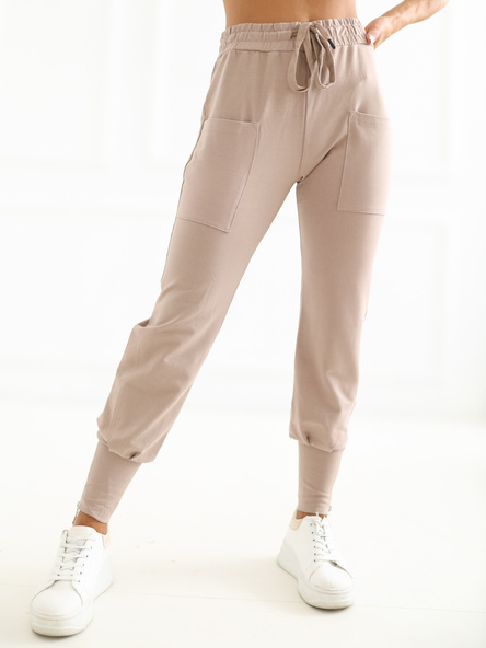 Dunkelbeige Hose mit langen Bündchen RUE PARIS.
