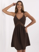 Brązowa muślinowa sukienka na ramiączkach