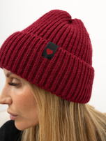 Bordowa damska czapka beanie z wywinięciem
