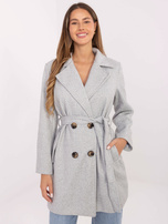 White-light gray striped women's coat RUE PARIS.