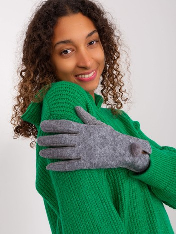 Dunkelgraue Touchscreen-Handschuhe mit Pompon.
