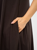 Czekoladowa letnia sukienka z kieszeniami RUE PARIS 