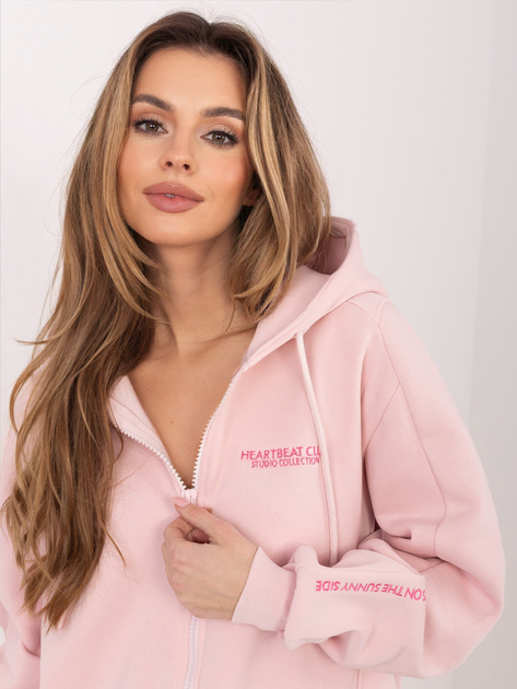 Pastelowa różowa rozpinana bluza z haftem SUBLEVEL