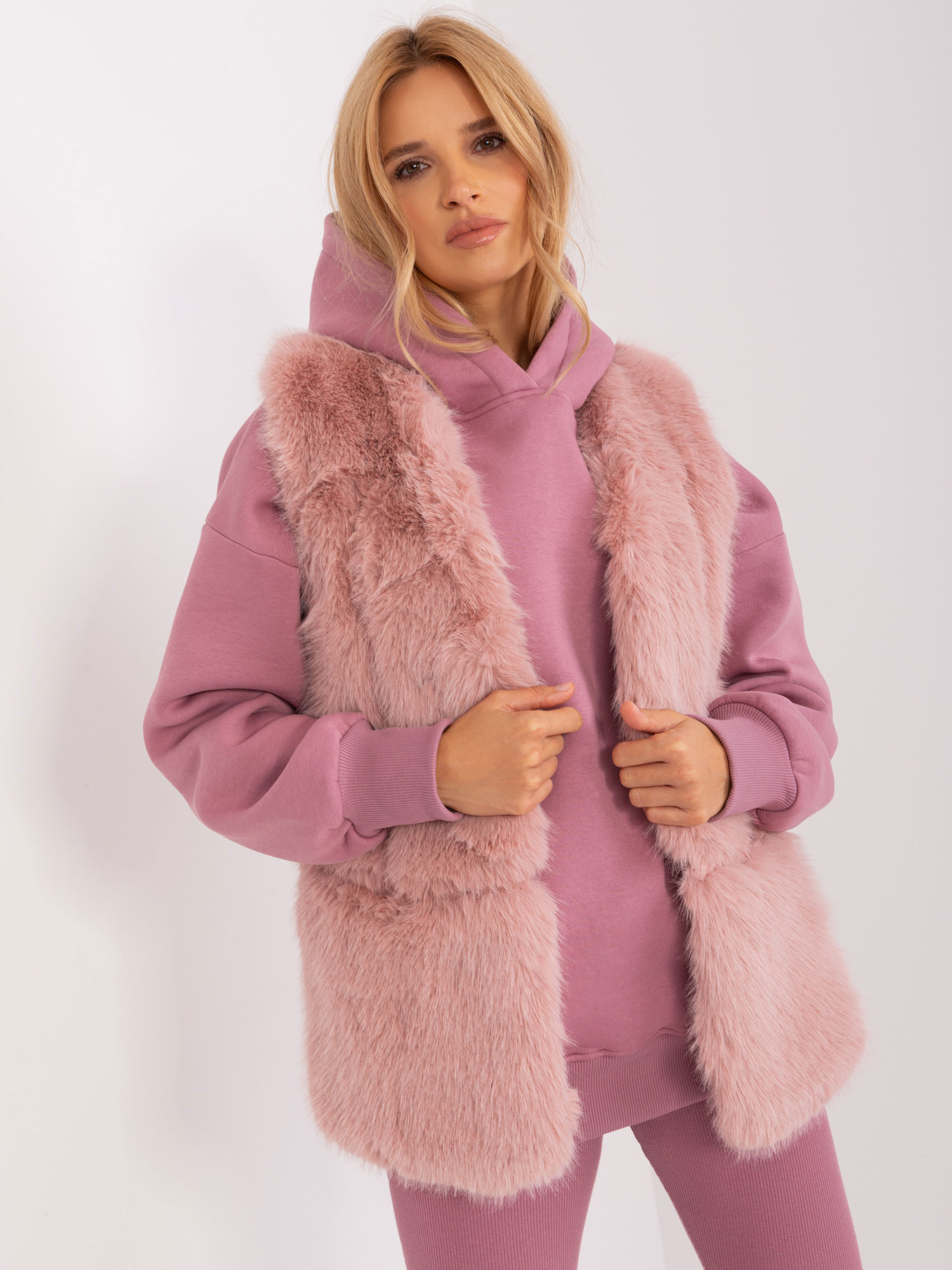 Wholesale Light Pink Fur Women's Vest