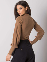 Ciemnobeżowa bluzka w prążki Lauren RUE PARIS