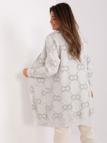 Hurtownia Jasnoszary kardigan we wzory z kieszeniami