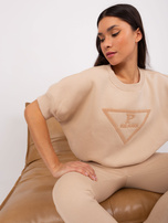 Hurtownia online Beżowy bawełniany komplet dresowy z bluzą