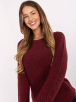 Bordowy brokatowy sweter damski RUE PARIS