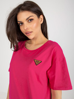 Hurtownia Fuksjowa damska bluzka oversize z bawełny