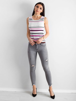 Biało-różowy top w paski