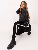 Czarno-srebrne legginsy Rissa RUE PARIS