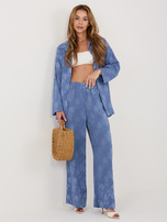 Niebieski letni komplet z koszulą oversize RUE PARIS 