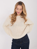 Jasnobeżowy sweter oversize z okrągłym dekoltem