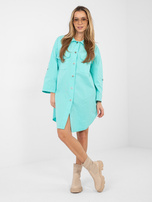 Turkusowa casualowa sukienka o kroju koszuli RUE PARIS