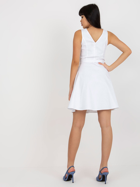 Hurt Biała rozkloszowana sukienka jeansowa z wiązaniem